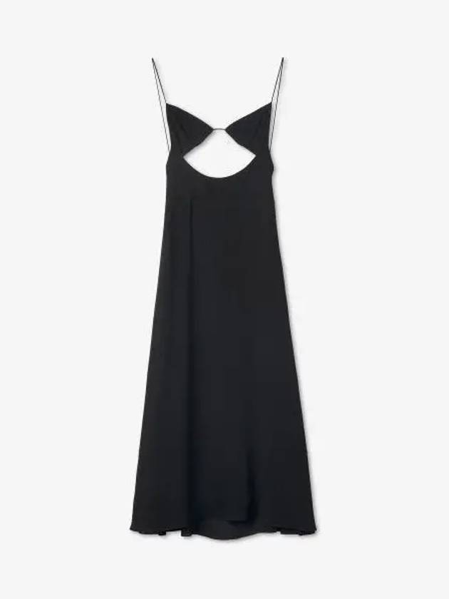 Luxury Saint Laurent Crepe Viscose Backless Long Dress Black