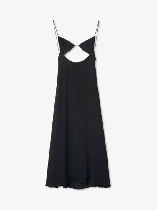 Luxury Saint Laurent Crepe Viscose Backless Long Dress Black