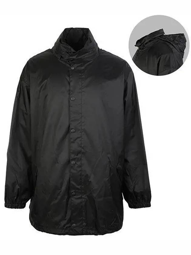 Luxury Balenciaga Language Logo Raincoat Black