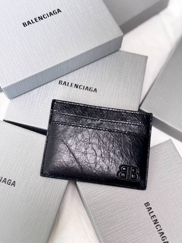 Luxury Balenciaga Monaco Card Wallet Black