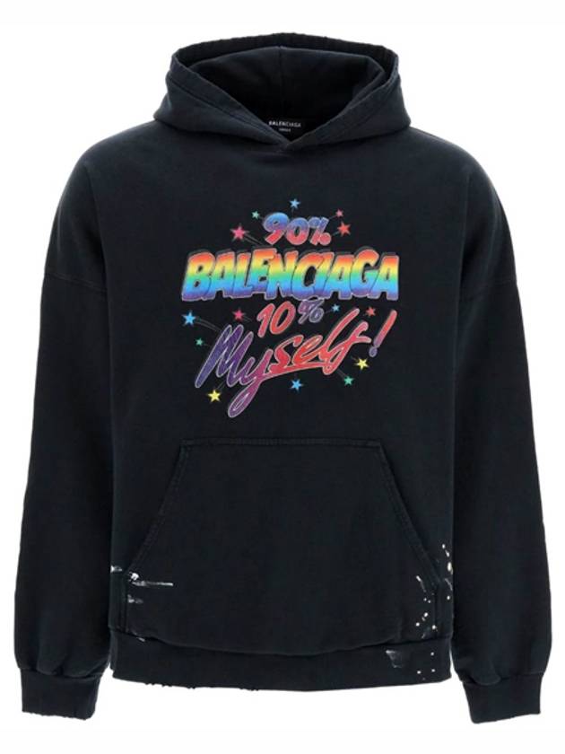 Luxury Balenciaga Logo Graphic Print Cotton Oversized Hoodie Black