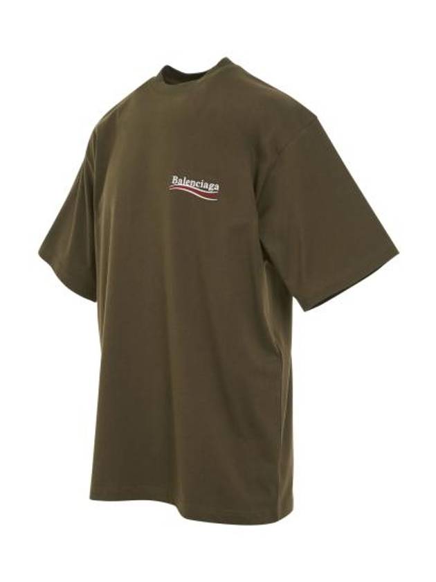 Luxury Balenciaga Wave Logo Political Campaign Large Fit Short Sleeve T Shirt Khaki