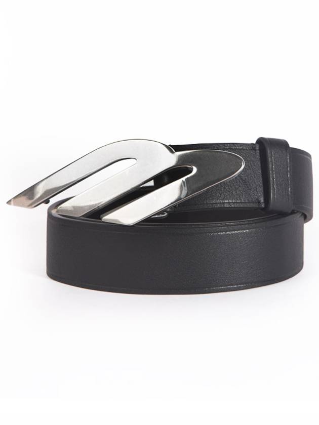 Luxury Balenciaga 3B Logo Leather Belt Black