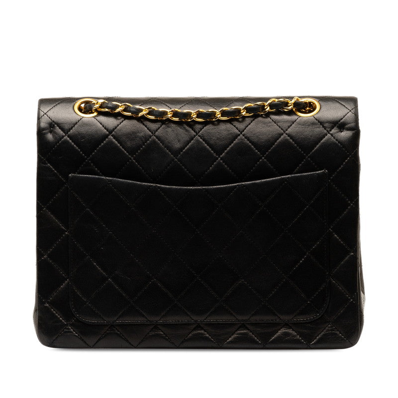 Chanel Mattrase 25 Coco Double Flap Chain Shoulder Bag Black G   CHANEL