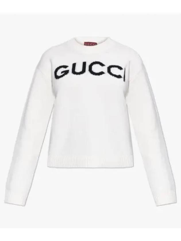 Luxury Gucci Trending 2025 Intarsia Wool Knit Top White
