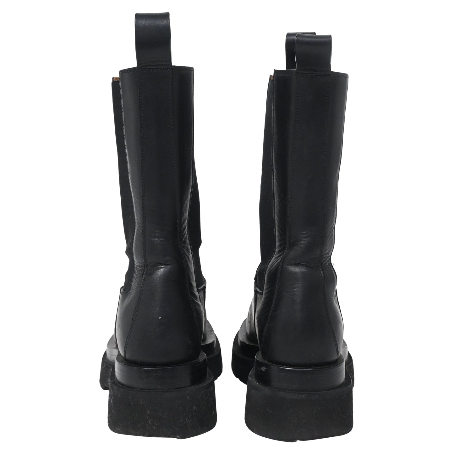 Luxury Bottega Veneta Lug Boots in Black Leather