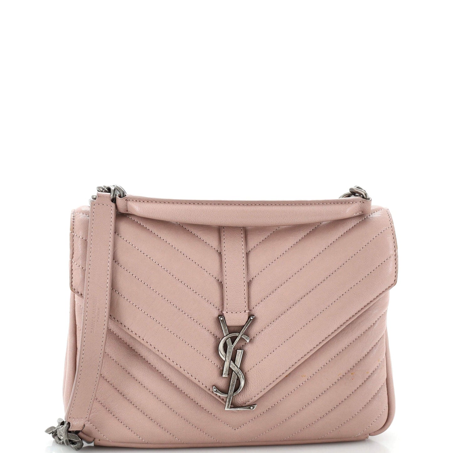 Luxury Saint Laurent Classic Monogram College Bag Matelasse Chevron Leather Medium