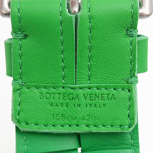 Luxury Bottega Veneta Men's Maxi Intrecciato Calf Leather Belt Green