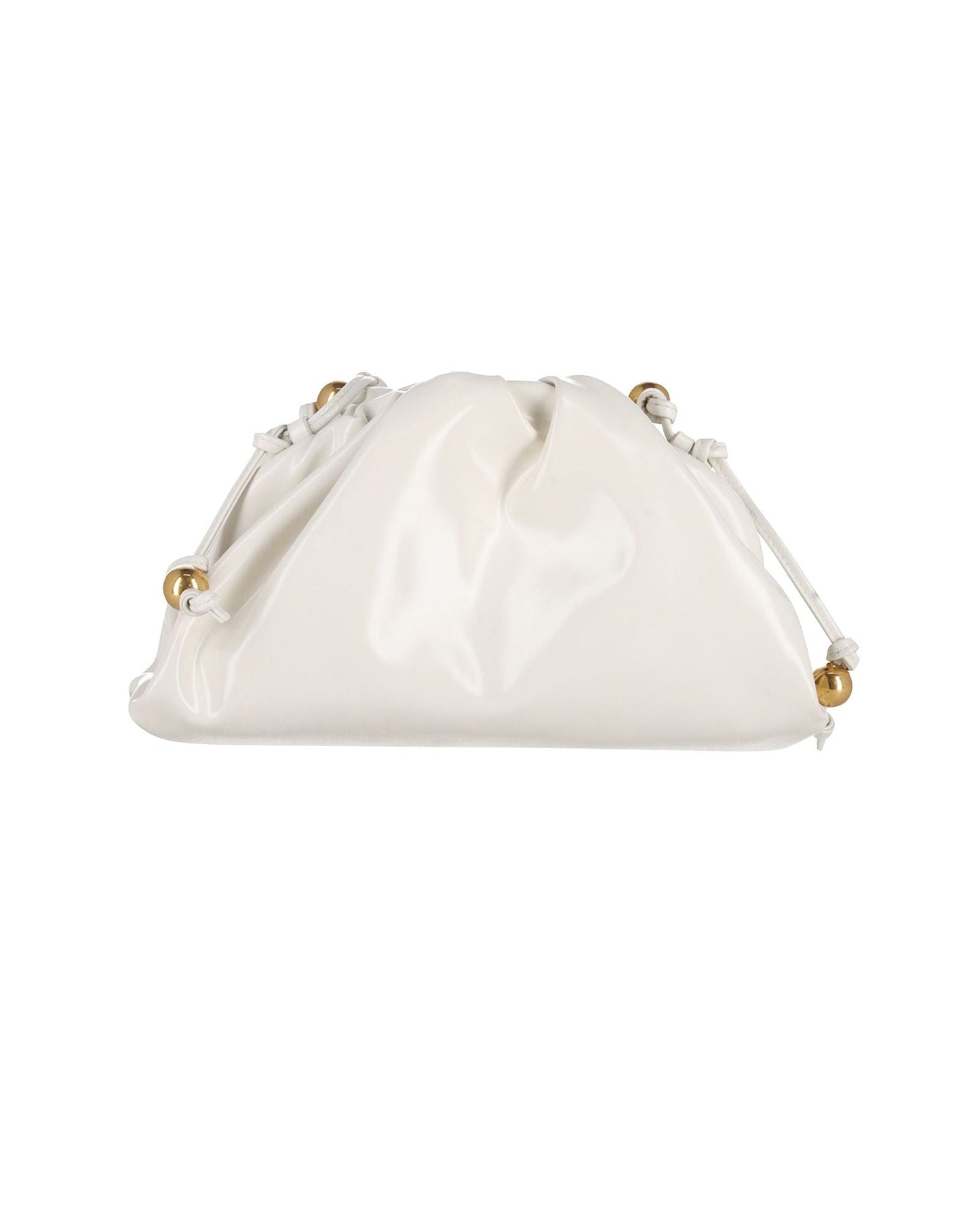 Luxury Bottega Veneta Mini Pouch Clutch in White Patent Leather