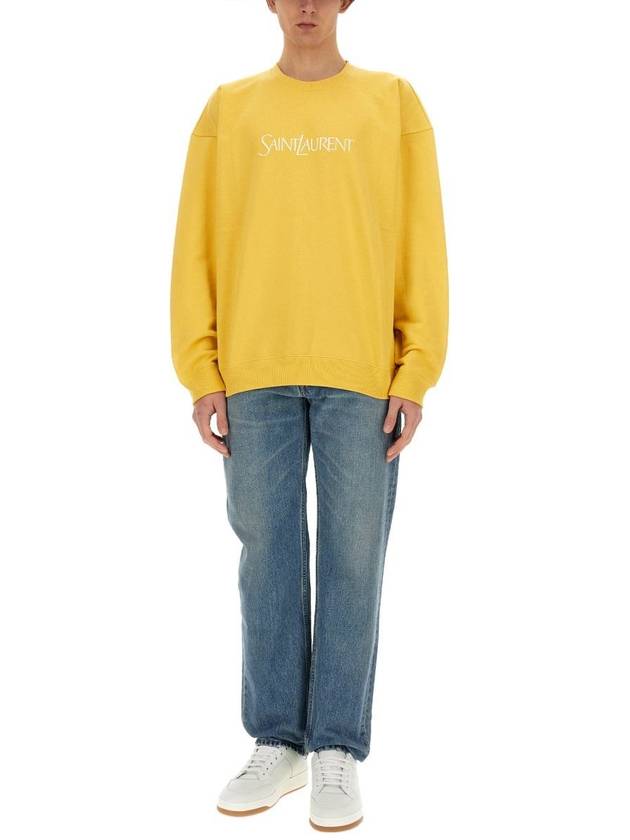 Luxury Saint Laurent Cotton Straight Leg Jeans Blue