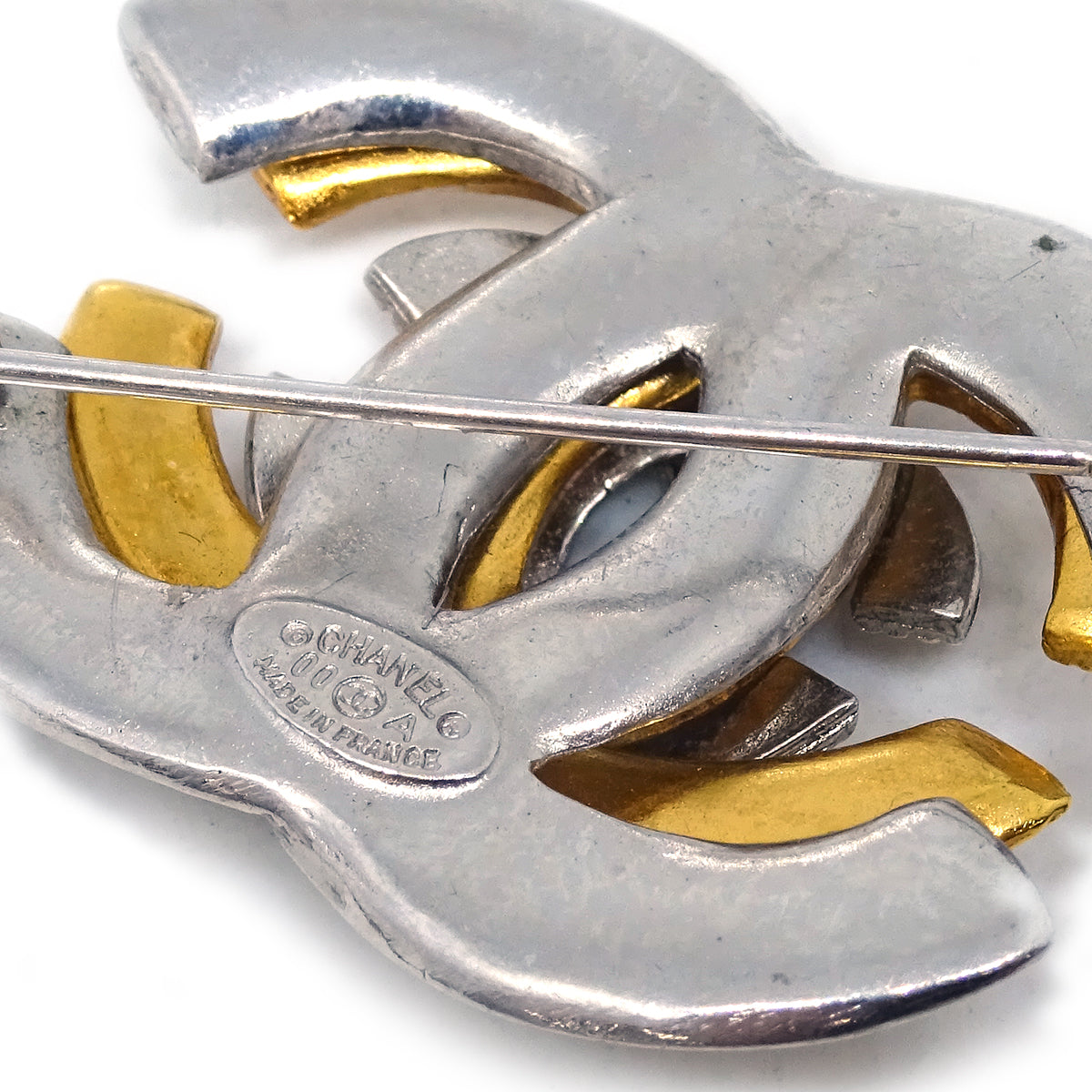 Chanel CC Brooch Pin Silver Gold 00A