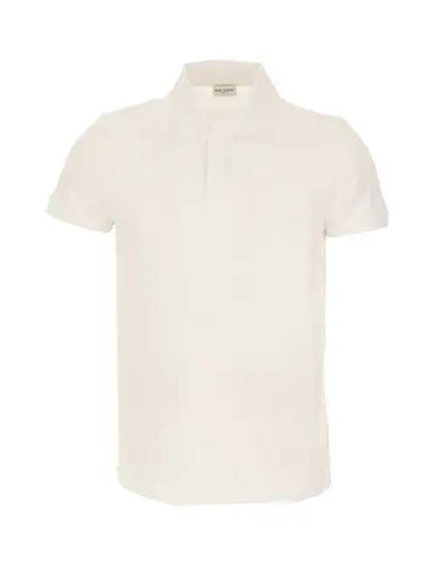 Luxury Saint Laurent Embroidery Logo Short Sleeve Polo Shirt White