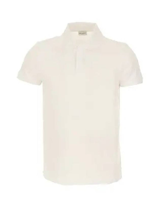Luxury Saint Laurent Embroidery Logo Short Sleeve Polo Shirt White
