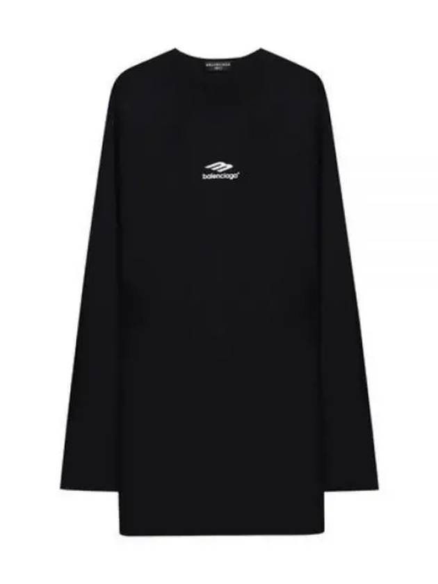 Luxury Balenciaga Icon Flat Long Sleeve T-Shirt Black