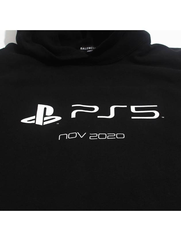 Luxury Balenciaga PS5 Boxy Logo Print Overfit Hoodie Black
