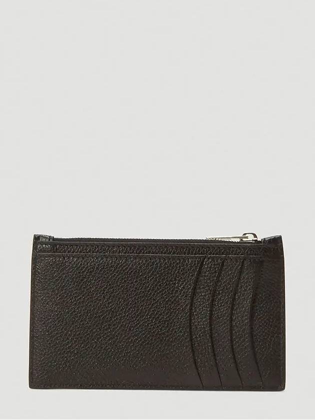 Luxury Balenciaga Hourglass Zipper Leather Card Wallet Black Silver
