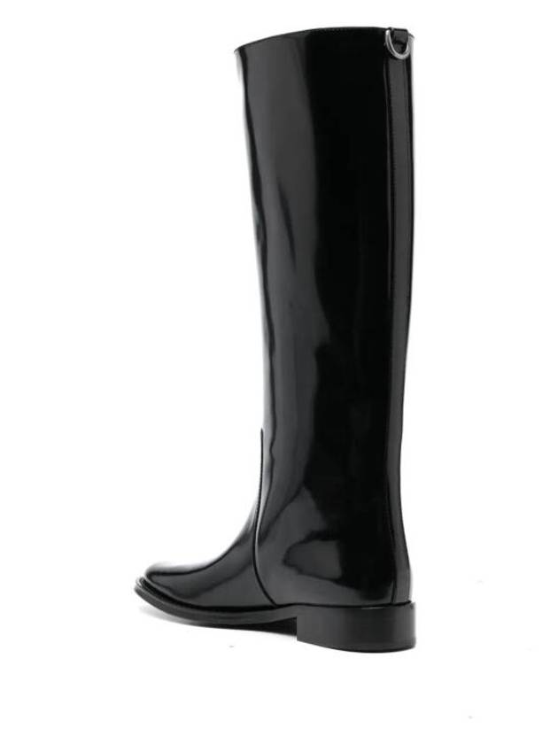 Luxury Saint Laurent Hunt Leather Long Boots Black