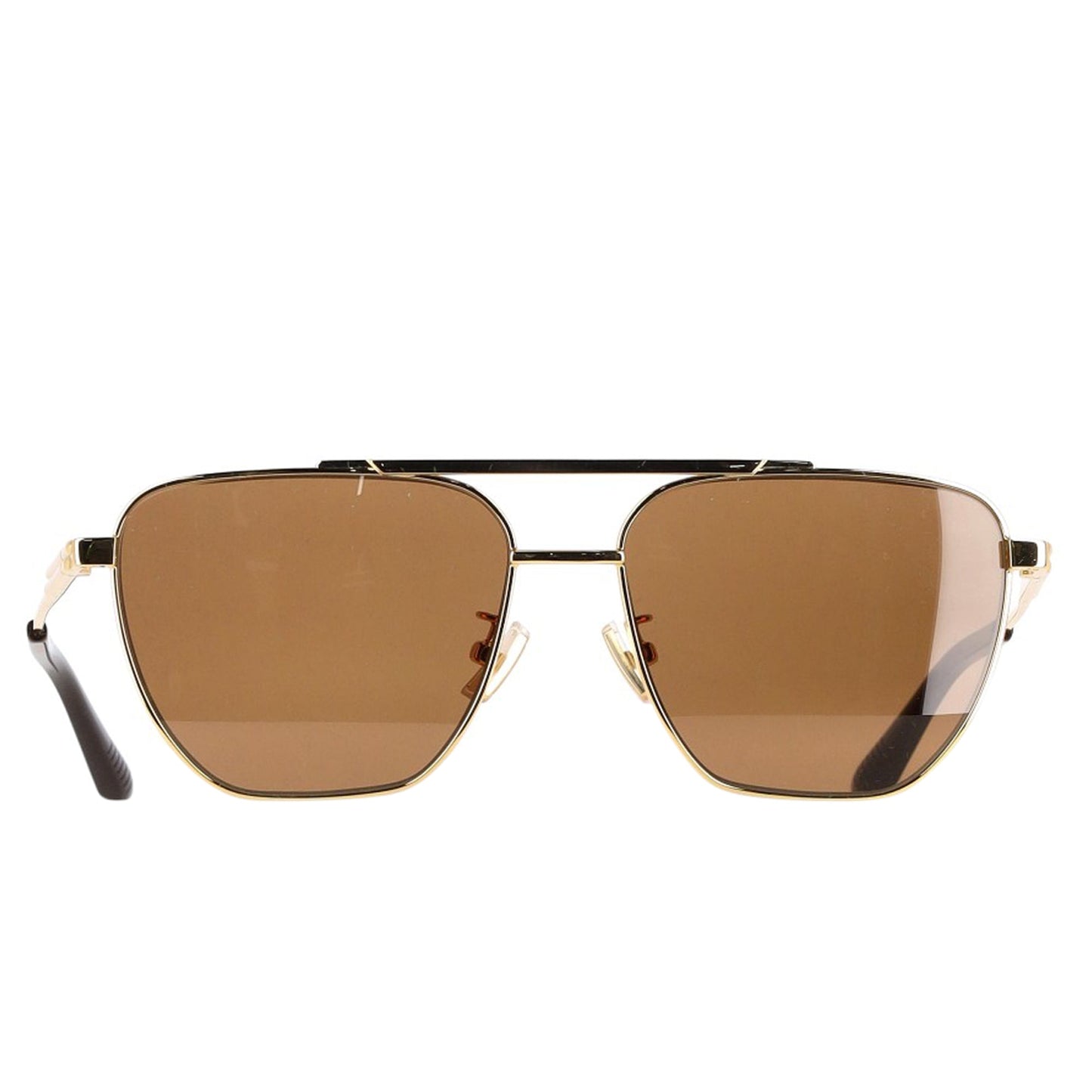 Luxury Bottega Veneta BV1236S Rimmed Aviator Sunglasses in Gold Metal