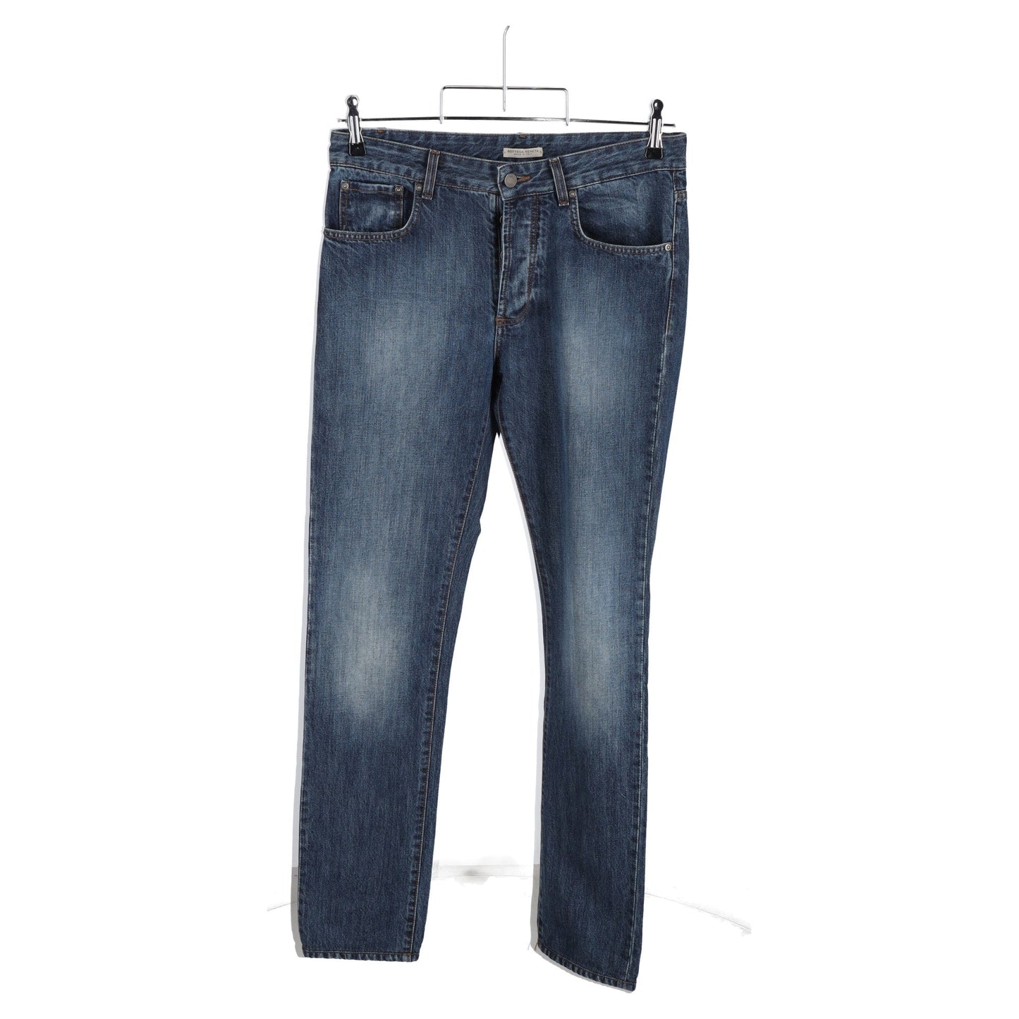 Luxury Bottega Veneta Washed Effect Low Rise Jeans in Blue Cotton