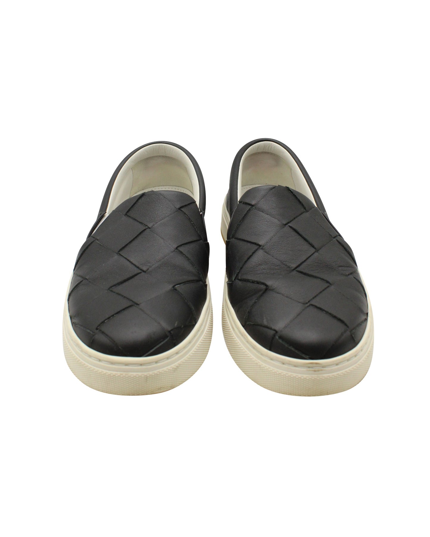 Luxury Bottega Veneta Dodger Intrecciato Slip-On Sneakers in Black Leather
