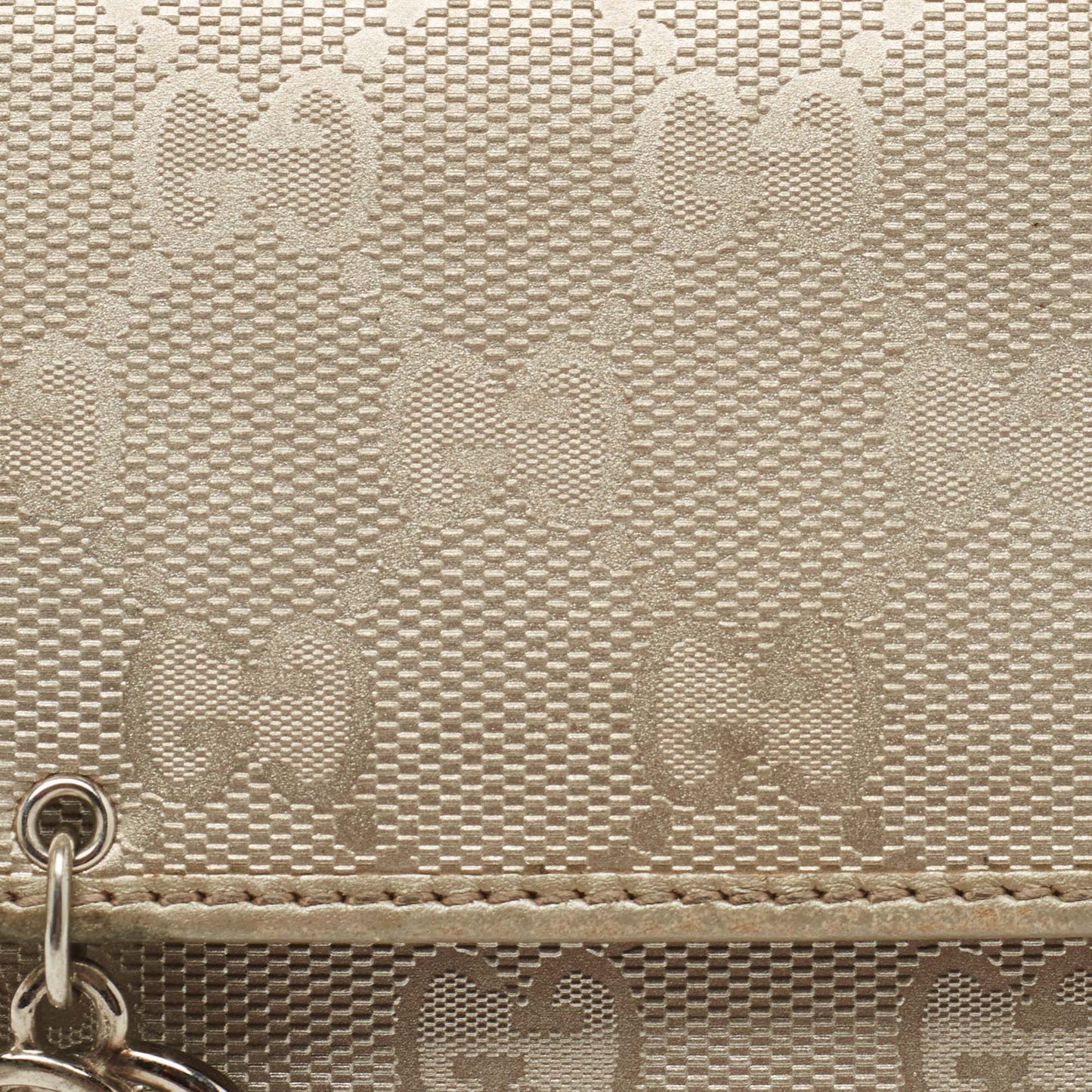 Luxury Gucci Trending 2025 Silver Gg Imprime Canvas And Leather Gg Charm Trifold Wallet
