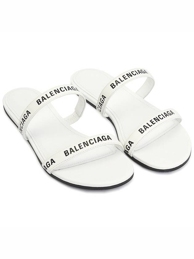 Luxury Balenciaga Logo Round Slippers White