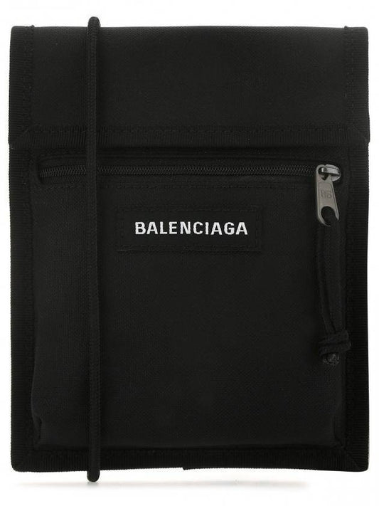Luxury Balenciaga Explorer Logo Patch Cross Bag Black