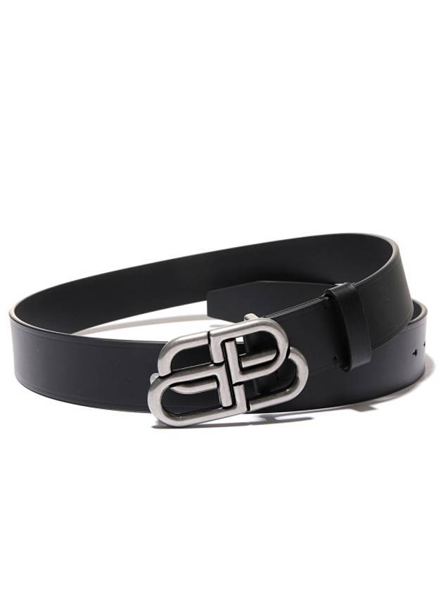 Luxury Balenciaga Men's BB Buckle Large Belt Black