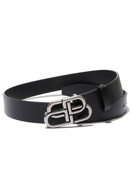 Luxury Balenciaga Men's BB Buckle Large Belt Black