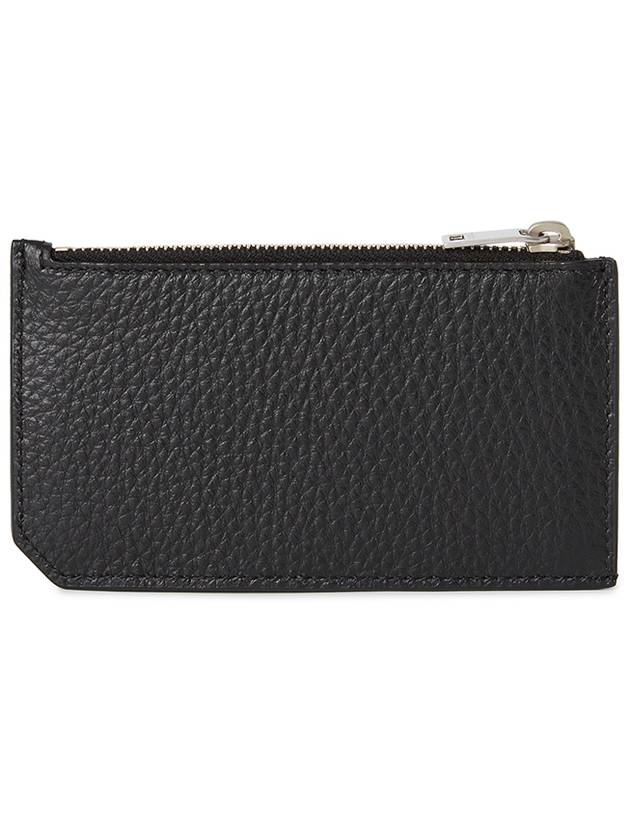 Luxury Saint Laurent Paris Fragment Zippered Leather Card Wallet Black