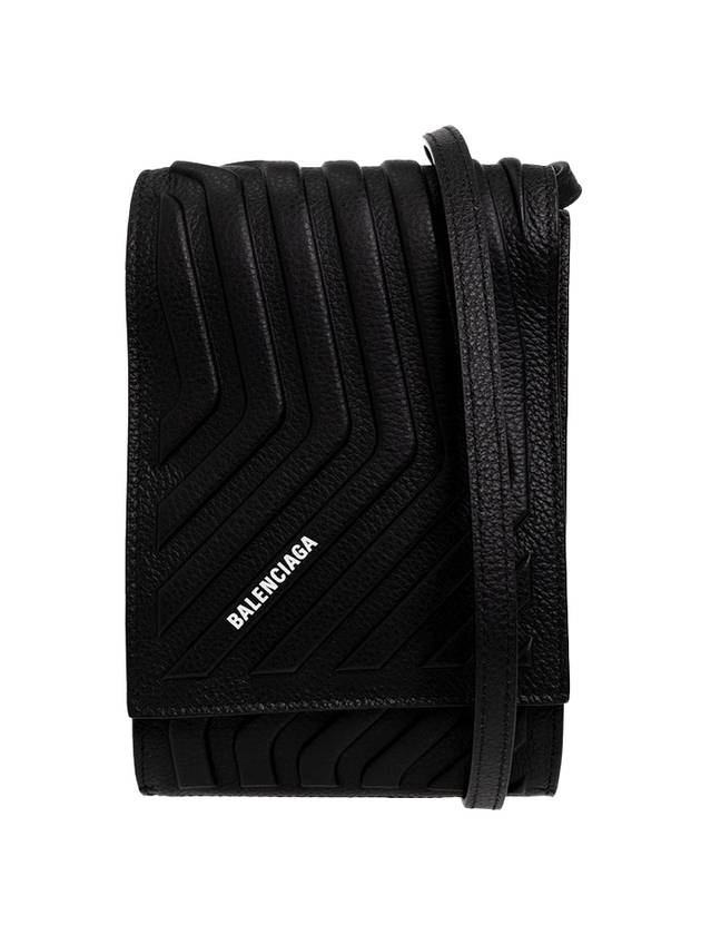 Luxury Balenciaga Grain Calfskin Car Strap Phone Cross Bag Black