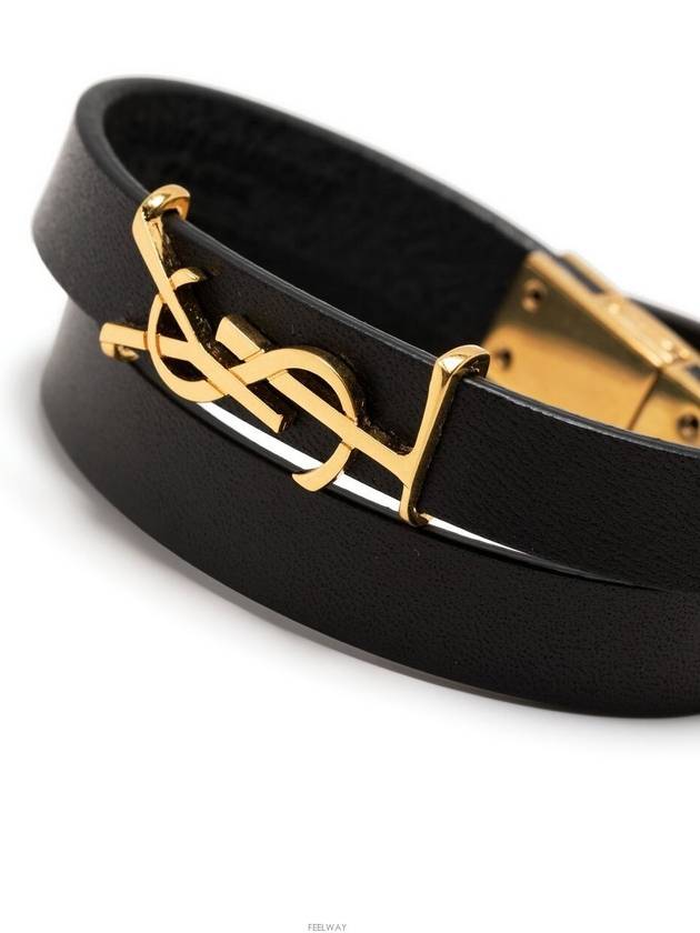 Luxury Saint Laurent Monogram Double Wrap Bracelet Black