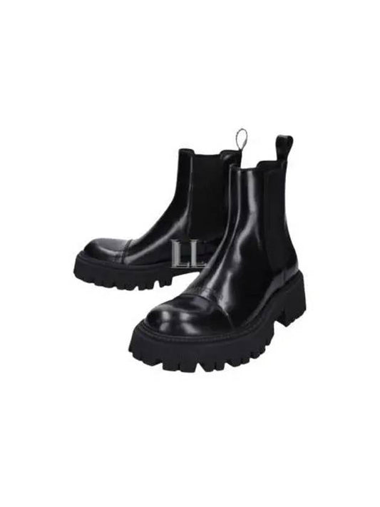 Luxury Balenciaga Tractor Leather Chelsea Boots Black