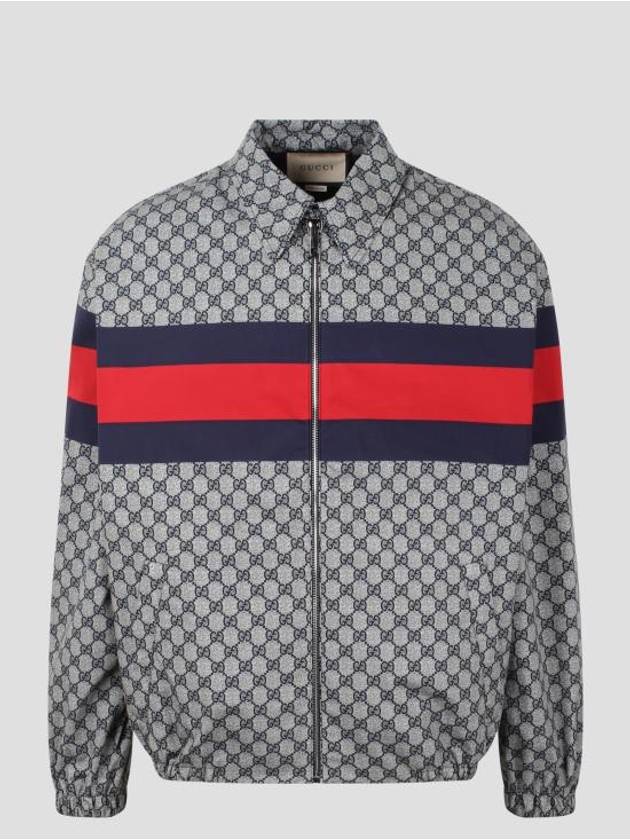 Luxury Gucci Trending 2025 GG Print Cotton Zip-up Jacket Blue