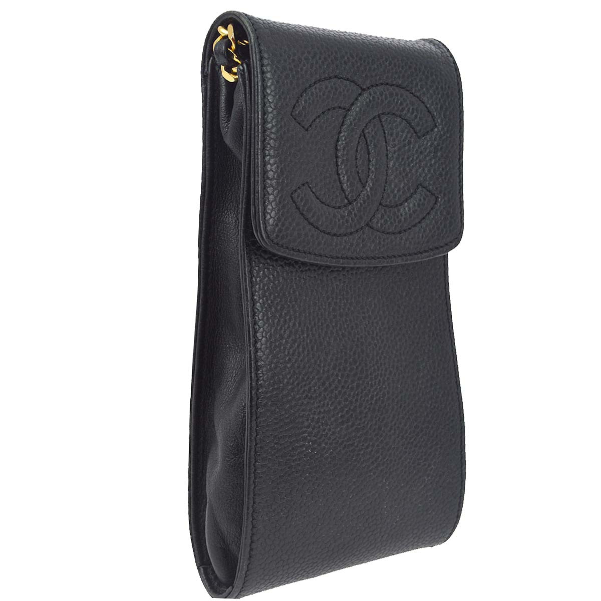 Luxury Chanel Black Caviar Chain Shoulder Bag Pouch