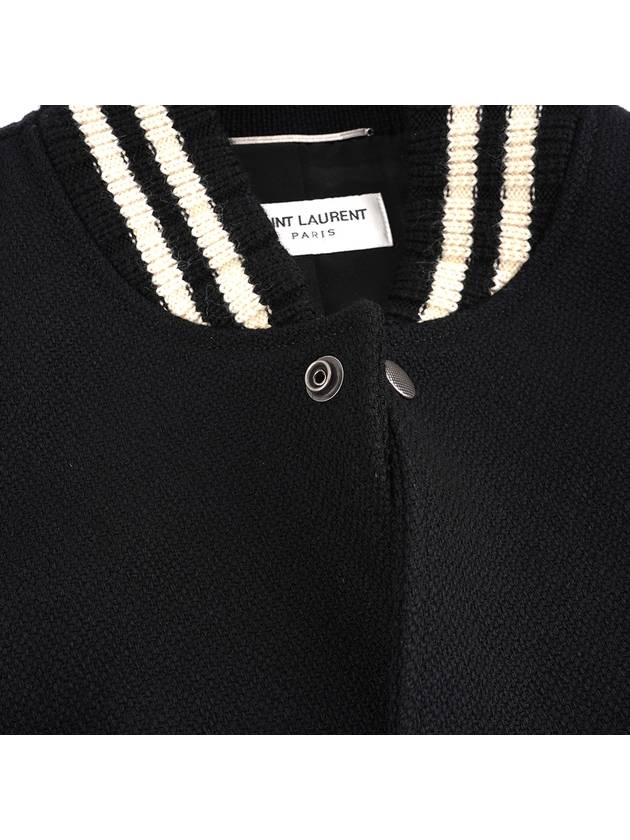 Luxury Saint Laurent Teddy Wool Bomber Jacket  Black