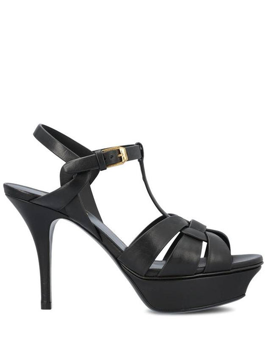 Luxury Saint Laurent Tribute Platform Sandals Heel Black