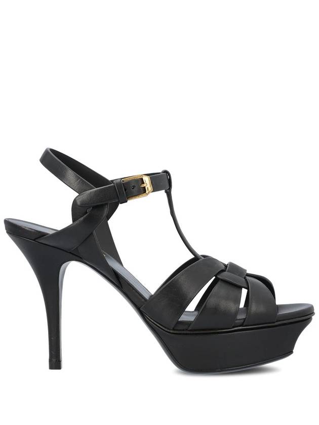 Luxury Saint Laurent Tribute Platform Sandals Heel Black