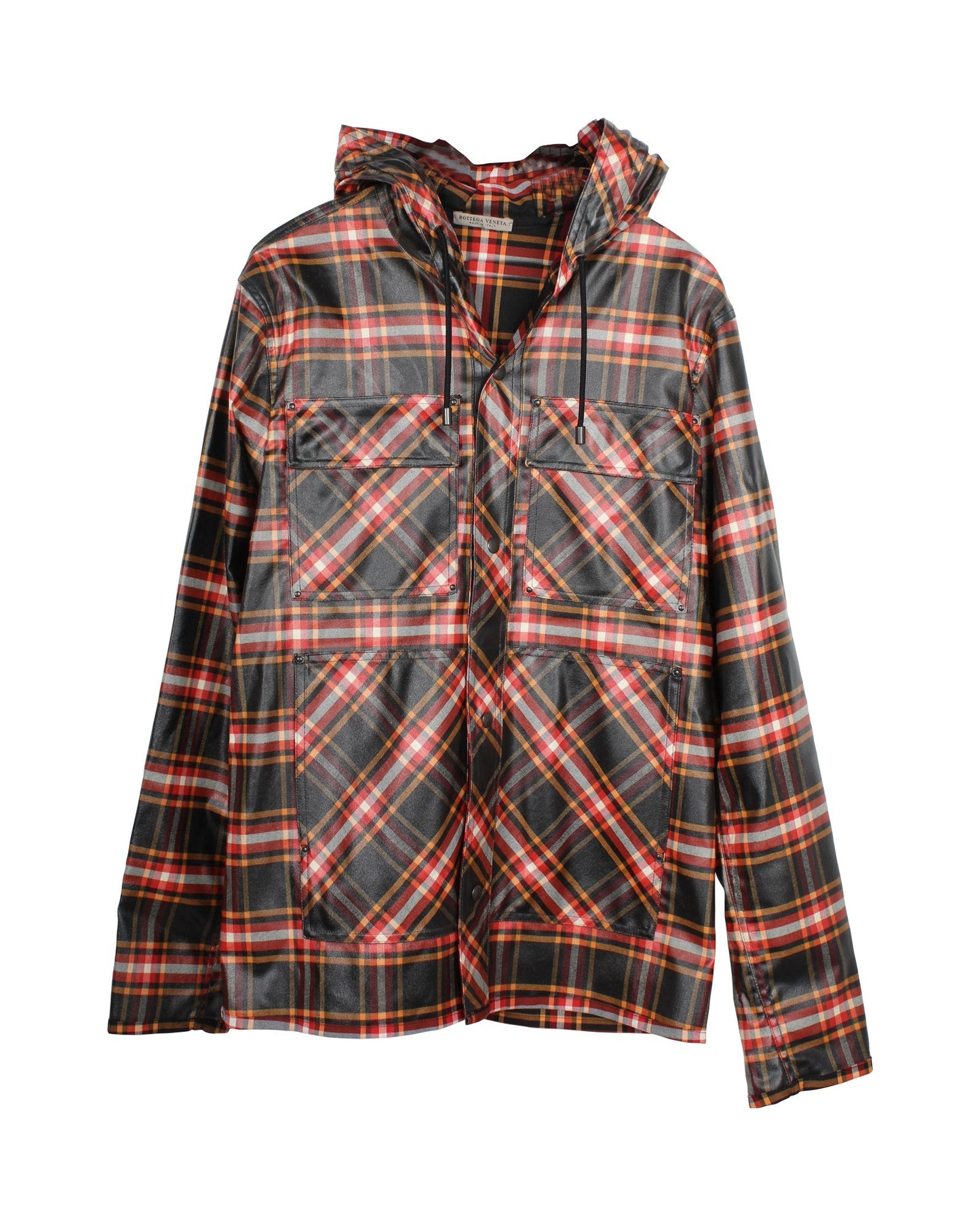 Luxury Bottega Veneta Check Hooded Jacket in Multicolor Wool Blend