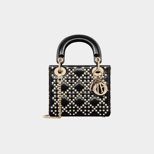 Mini Lady Luxury Dior Bag Black Crinkle Effect