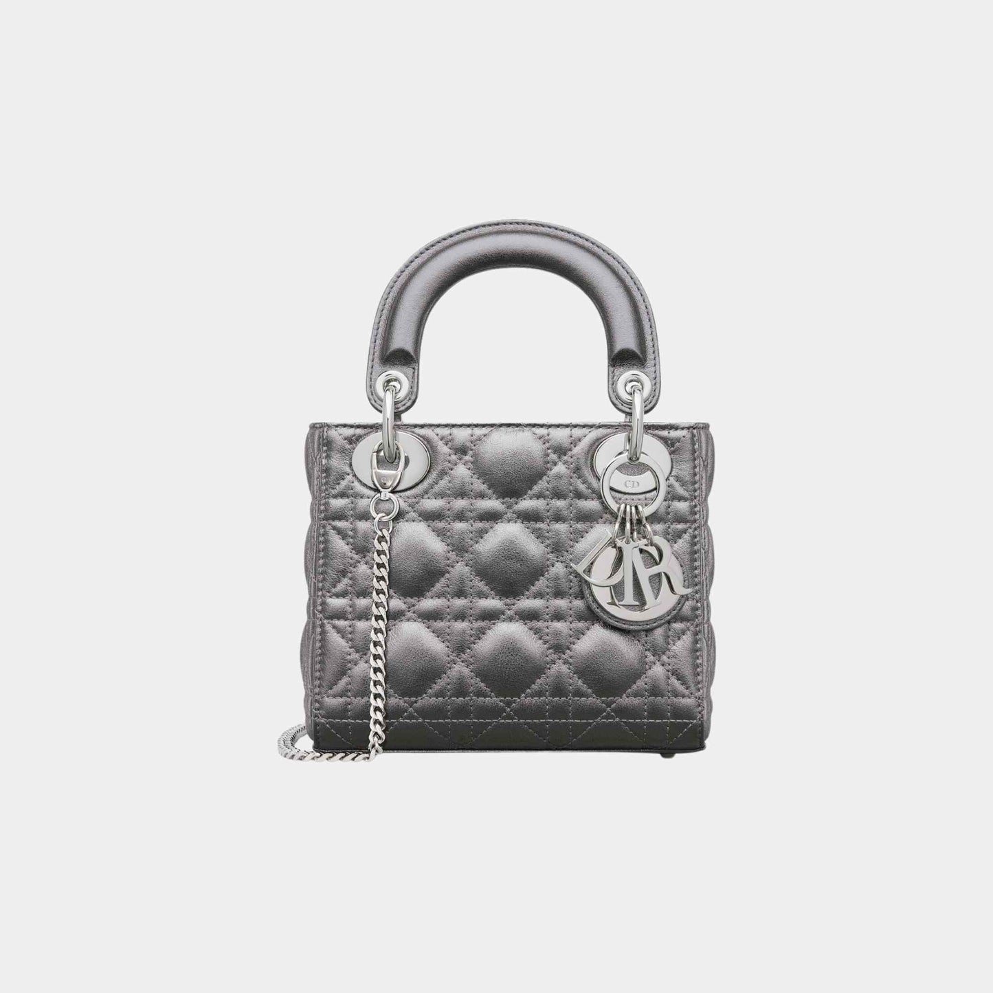 Mini Lady Luxury Dior Bag Metallic Silver Tone