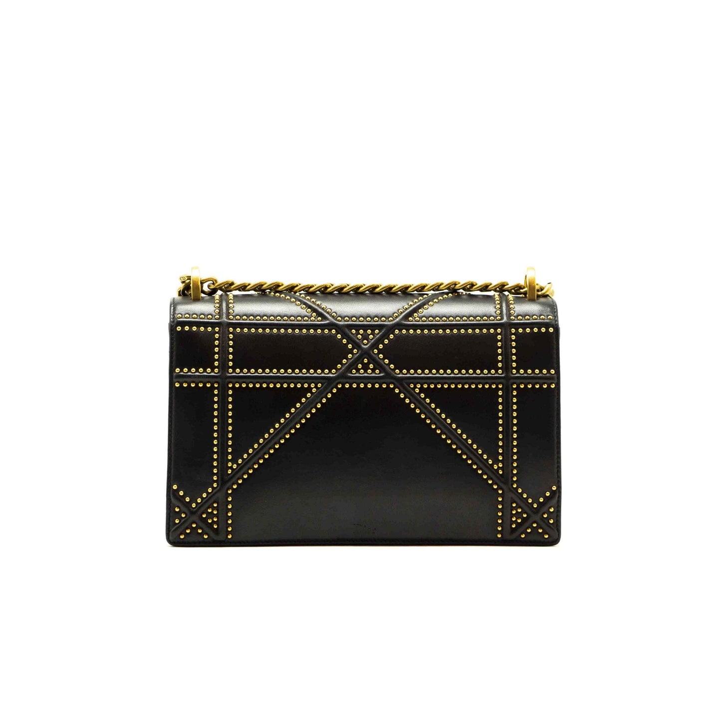 Luxury Dior Black Leather Medium Studded Luxury Diorama Shoulder Bag