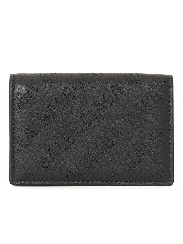 Luxury Balenciaga Logo Perforated Half Wallet Black