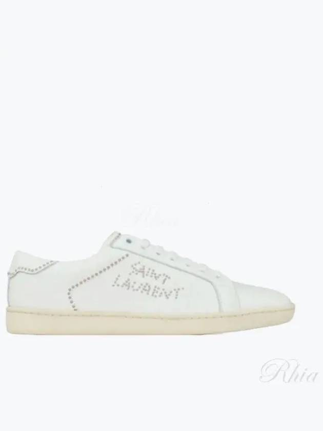 Luxury Saint Laurent Women's SL 08 Smooth Leather Low Top Sneakers Blanc Optic