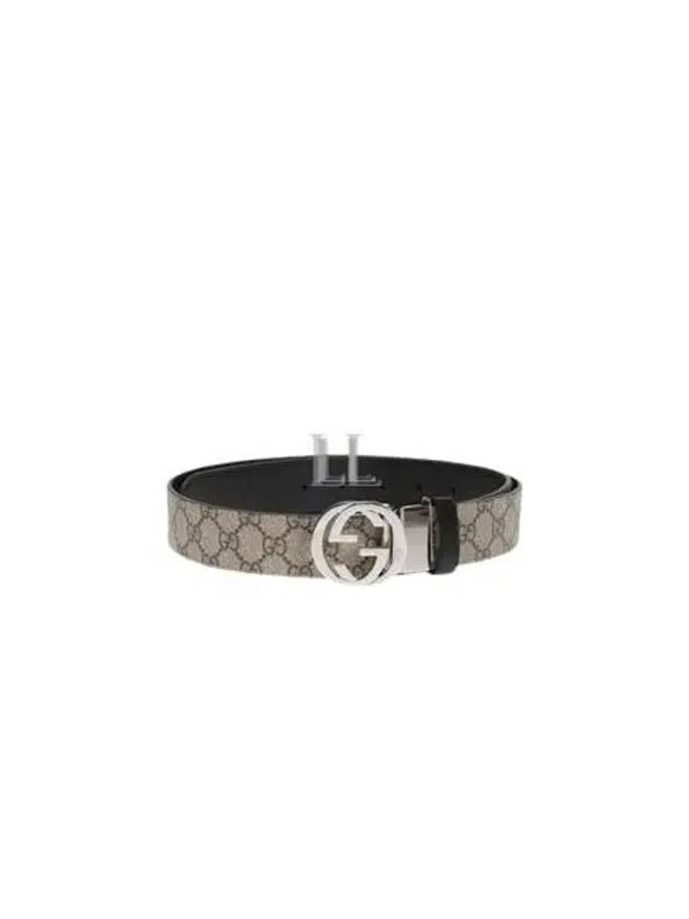 Luxury Gucci Trending 2025 Men's Double-sided GG Supreme Solid Leather Belt Black Beige