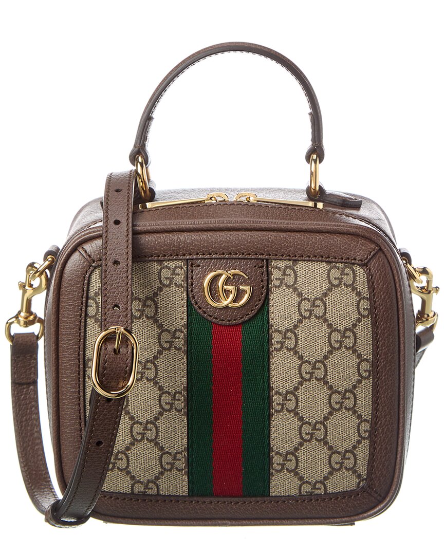 Luxury Gucci Trending 2025 Ophidia Mini GG Supreme Canvas & Leather Top Handle Bag