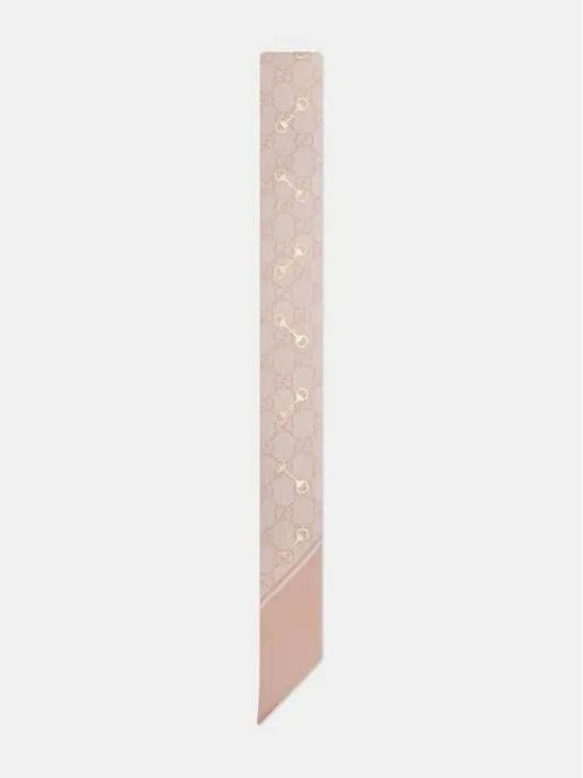 Luxury Gucci Trending 2025 Horsebit GG Print Silk Neck Bow Scarf Rose Pink