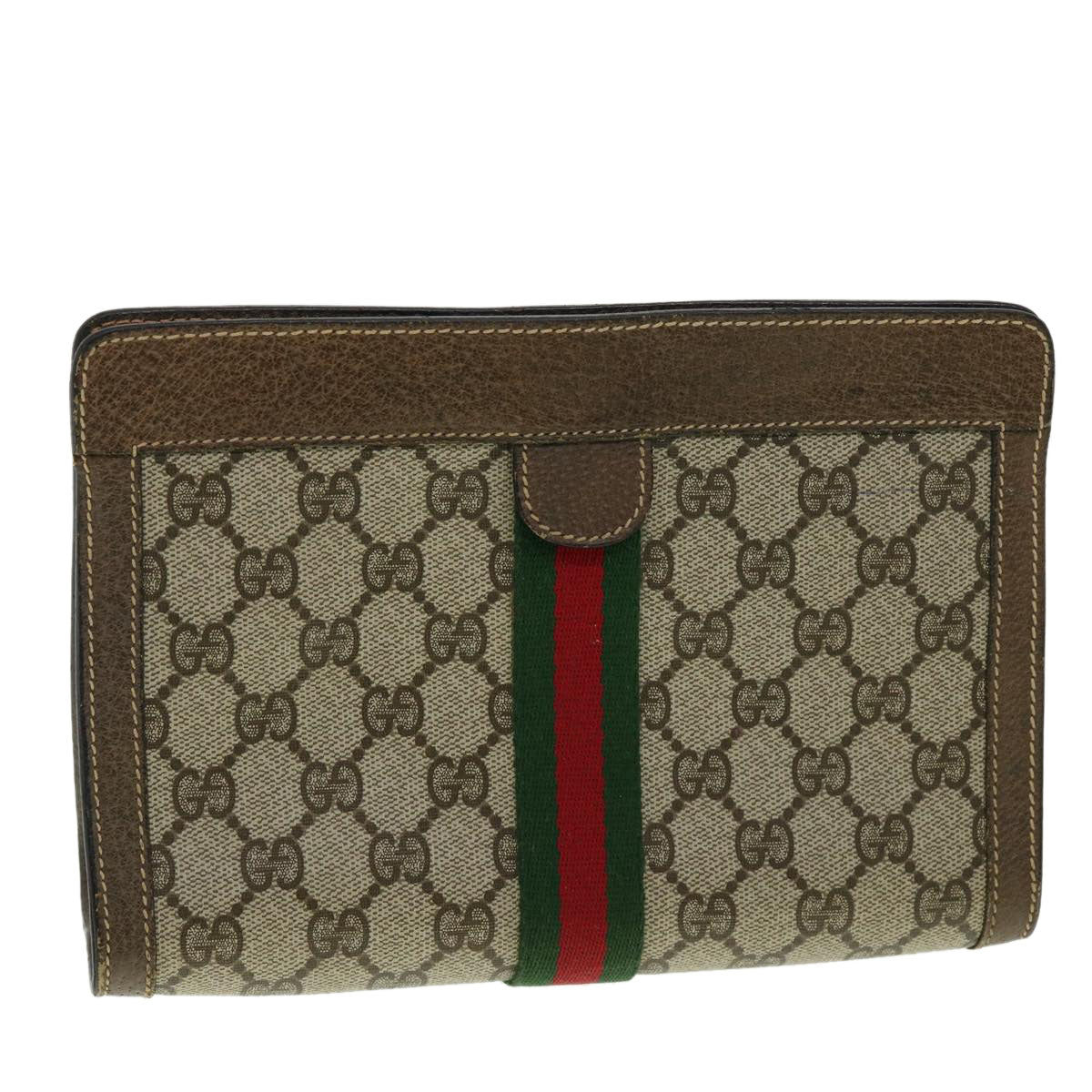 Luxury Gucci Trending 2025 GG Canvas Web Sherry Line Clutch Bag Beige Red Green