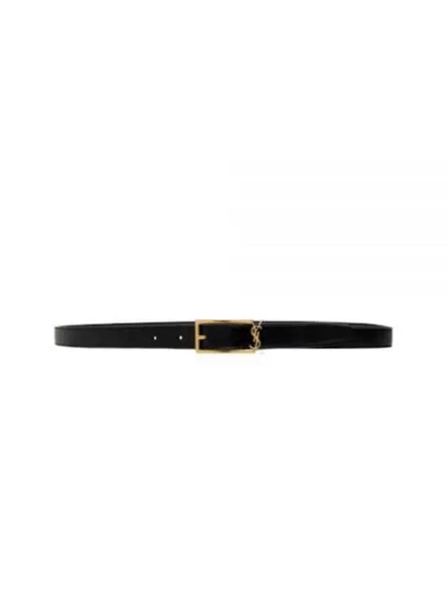 Luxury Saint Laurent Logo Leather Belt Black