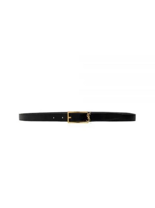 Luxury Saint Laurent Logo Leather Belt Black